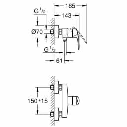 Grohe Eurosmart Tek Kumandalı Siyah Duş Bataryası - 335552433 görsel 2