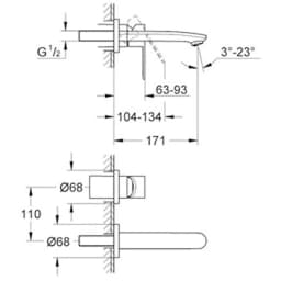 Grohe Eurostyle Cosmopolitan 2 Delikli Ankastre Lavabo Bataryası - 19571002 görsel 2