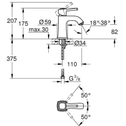 Grohe Grandera Tek Kumandalı Krom-Bronz Lavabo Bataryası - 24370IG0 görsel 2