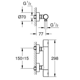Grohe Grohtherm 800 Cosmopolitan Termostatik Duş Bataryası - 34765000 görsel 2