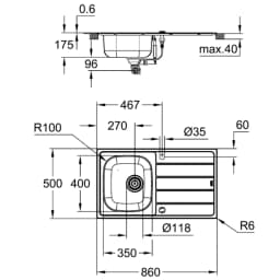 Grohe K500 Stainless Steel Damlalıklı Paslanmaz Çelik Eviye - 31564SD1 görsel 2