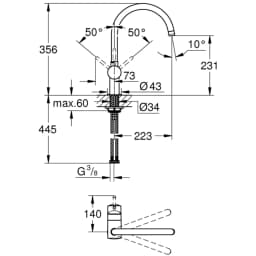 Grohe Minta Tek Kumandalı Siyah Eviye Bataryası - 32917KS0 görsel 2