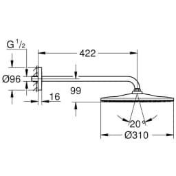 Grohe Rainshower Mono Mat Siyah Tepe Duşu Seti Tek akışlı - 22121KF0 görsel 2