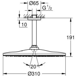 Grohe Rainshower Mono Tek Akışlı Tepe Duşu Seti - 26559000 görsel 2