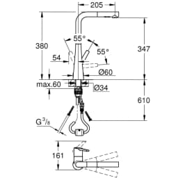Grohe Zedra Tek Kumandalı Eviye Bataryası - 32553002 görsel 2