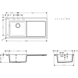 Hansgrohe S51 S5110-F450 Taş Gri Sağ Damlalıklı Ankastre Eviye 43330290 görsel 2