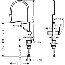 Hansgrohe Talis Select M54 PowderSpray Mutfak Bataryası - 72861800 görsel 2