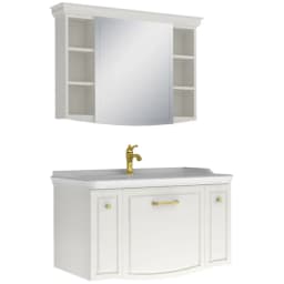 Kale Arte+ 100 Cm Parlak Beyaz Banyo Dolabı Takımı (Altın Kulp) görsel 1