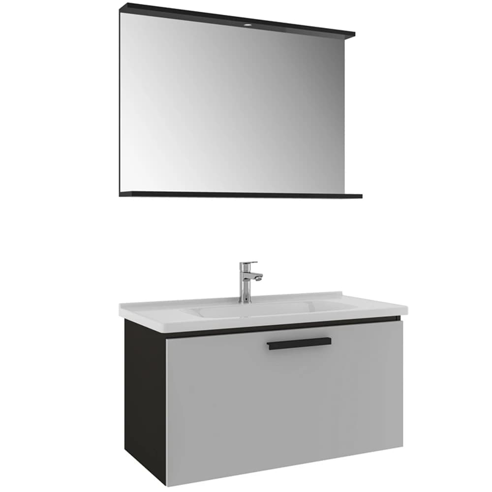 Kale Gris 100 Cm Siyah-Gri Banyo Dolabı Takımı