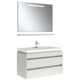 Kale Idea 2.0 100 Cm Parlak Beyaz Çift Çekmeceli Banyo Dolabı Takımı görsel 1