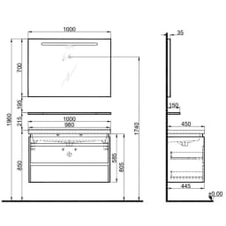 Kale Idea 2.0 100 Cm Parlak Beyaz Çift Çekmeceli Banyo Dolabı Takımı görsel 2