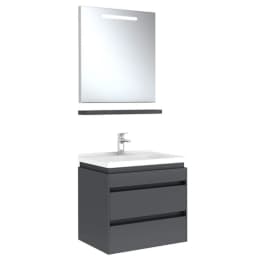 Kale Idea 2.0 65 Cm Parlak Antrasit Çift Çekmeceli Banyo Dolabı Takımı görsel 1