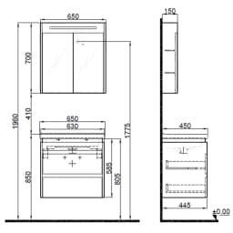 Kale Idea 2.0 65 Cm Parlak Beyaz Çift Çekmeceli Banyo Dolabı Takımı 610100200510 görsel 2