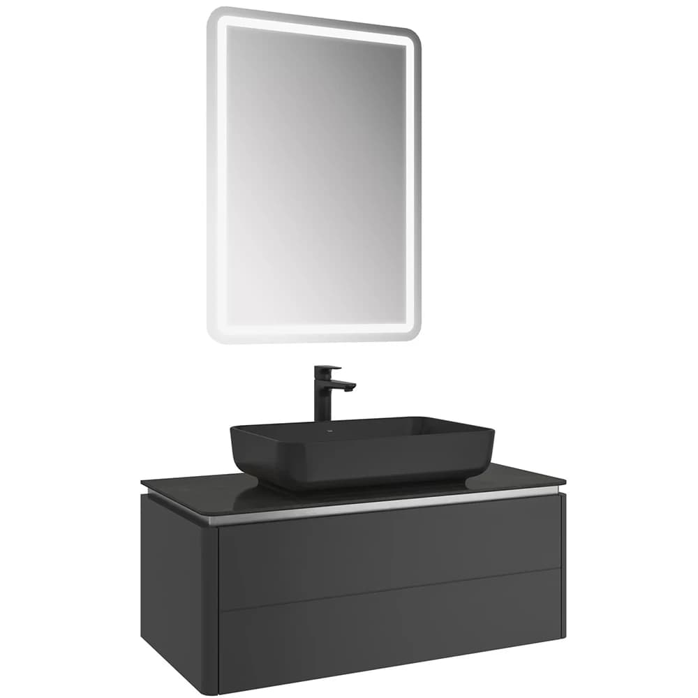 Kale Lotus 100 Cm Mat Siyah-Antrasit Banyo Dolabı Takımı 610100201426