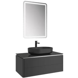 Kale Lotus 100 Cm Mat Siyah-Antrasit Banyo Dolabı Takımı 610100201430 görsel 1