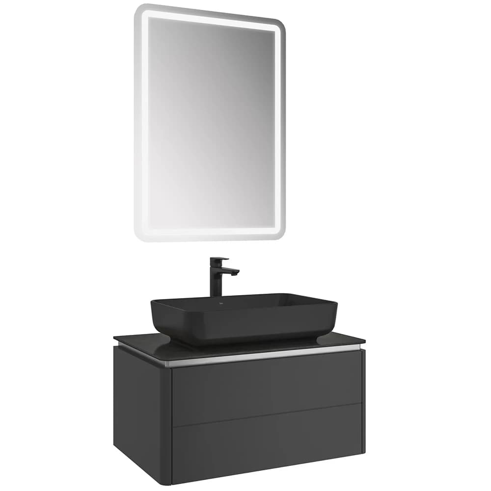 Kale Lotus 80 Cm Mat Siyah-Antrasit Banyo Dolabı Takımı