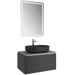 Kale Lotus 80 Cm Mat Siyah-Asteroid Banyo Dolabı Takımı 610100201421 görsel 1
