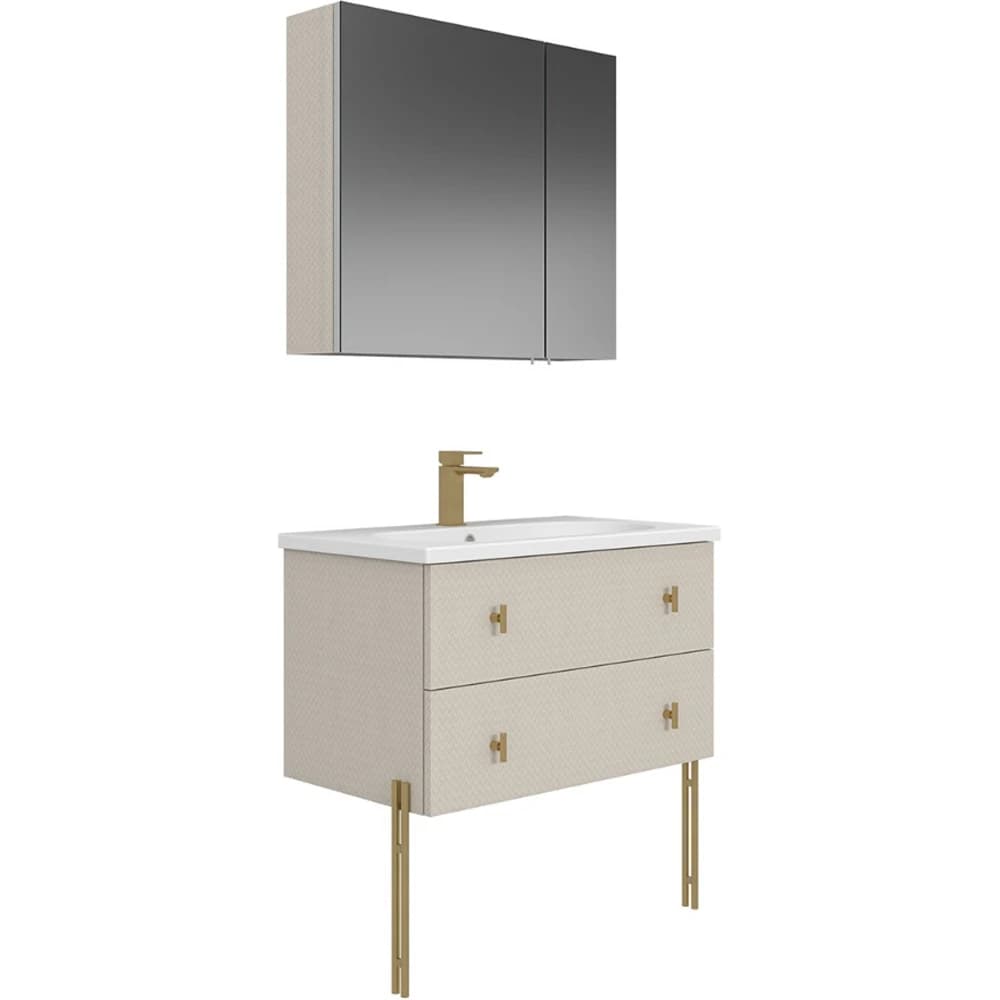 Orka Milazzo 80 Cm Calisto Banyo Dolabı Takımı (Altın Kulp) - 5008263