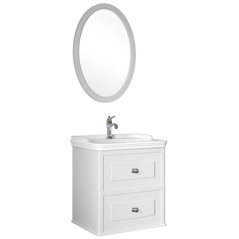 Kale Miro 65 Cm Mat Beyaz Banyo Dolabı Takımı