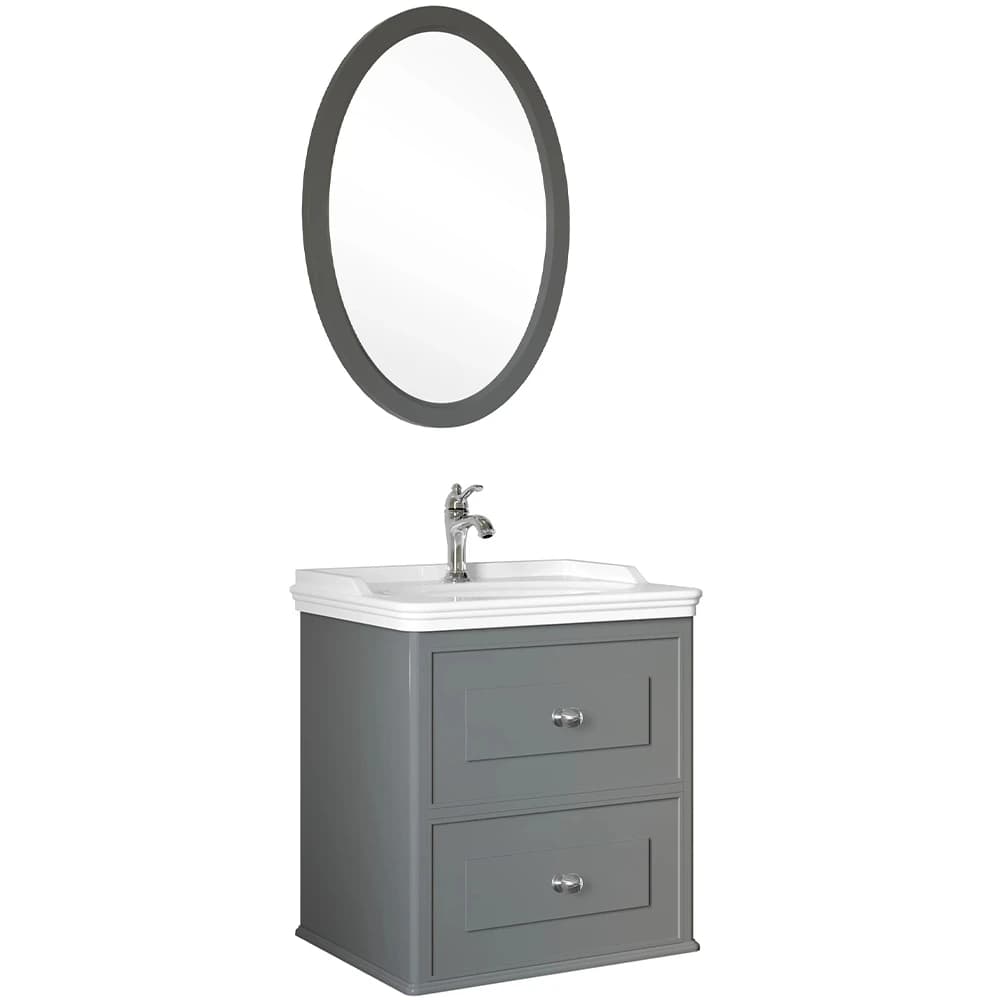 Kale Miro 65 Cm Mat Gri Banyo Dolabı Takımı