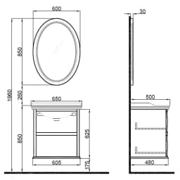 Kale Miro 65 Cm Mat Gri Banyo Dolabı Takımı görsel 2