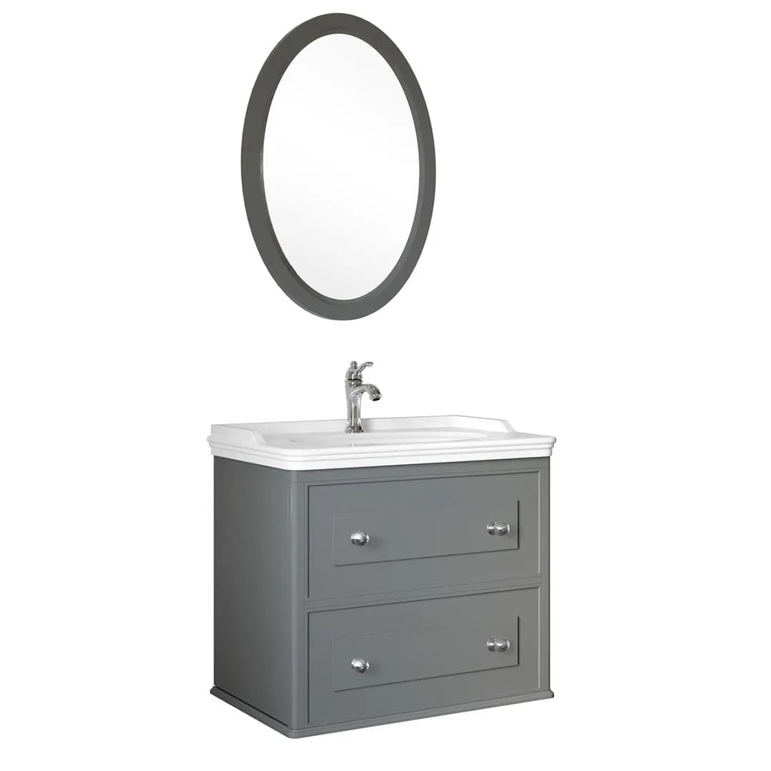 Kale Miro 80 Cm Mat Gri Banyo Dolabı Takımı