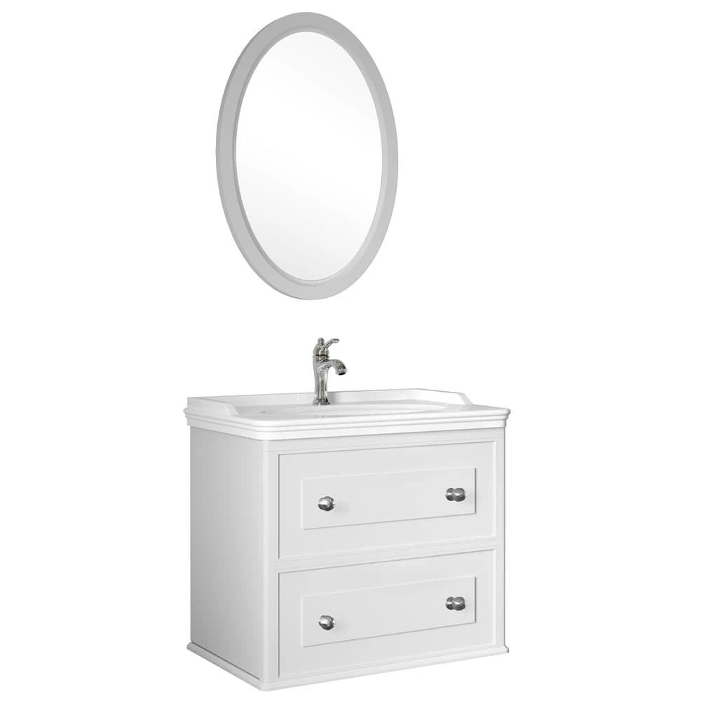 Kale Miro 80 Cm Mat Beyaz Banyo Dolabı Takımı