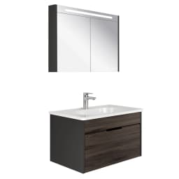 Kale Motion 80 Cm Antrasit-Ceviz Banyo Dolabı Takımı görsel 1