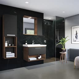 Kale Trevi 100 Cm Antrasit-Ceviz Banyo Dolabı Takımı görsel 3