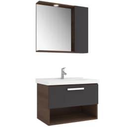 Kale Trevi 80 Cm Antrasit-Ceviz Banyo Dolabı Takımı görsel 1
