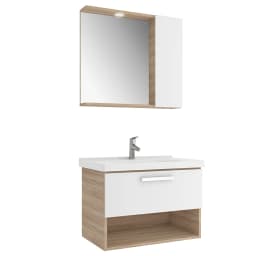 Kale Trevi 80 Cm Beyaz-Meşe Banyo Dolabı Takımı görsel 1