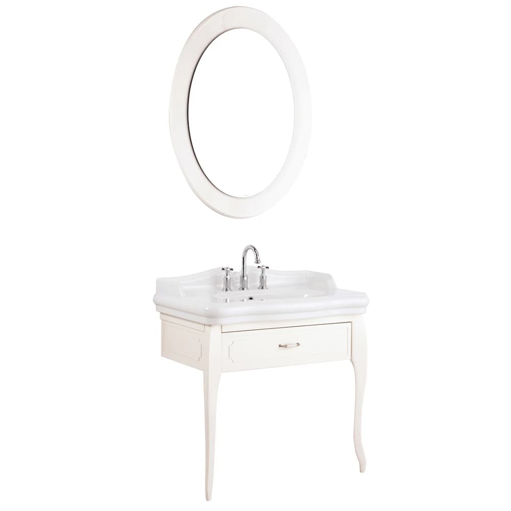 Kale Victorian 90 Cm Krem Banyo Dolabı Takımı (3 Delikli Lavabo)