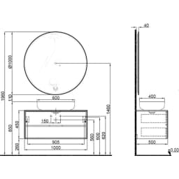 Kale Zero 2.0 100 Cm Antrasit-Ceviz Banyo Dolabı Takımı görsel 2