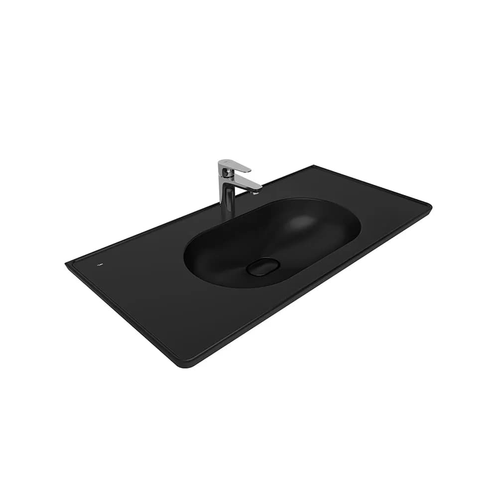Kale Zero 2.0 100x50 Cm Mat Siyah Etajerli Lavabo