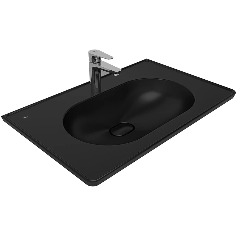 Kale Zero 2.0 80x50 Cm Mat Siyah Etajerli Lavabo
