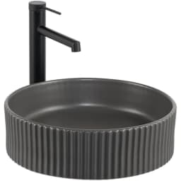 Lena E-W1001MF 40 Cm Yuvarlak Mat Füme Tezgah Üstü Lavabo görsel 1