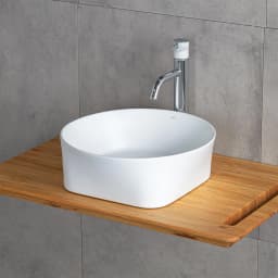 Lena E-W1050MB 40x40 Cm Mat Beyaz Tezgah Üstü Lavabo görsel 2