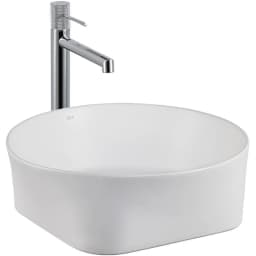 Lena E-W1050MB 40x40 Cm Mat Beyaz Tezgah Üstü Lavabo görsel 1