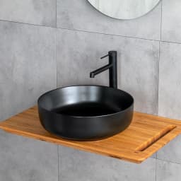 Lena E-W1201MS 44 Cm Mat Siyah Yuvarlak Tezgah Üstü Lavabo görsel 2
