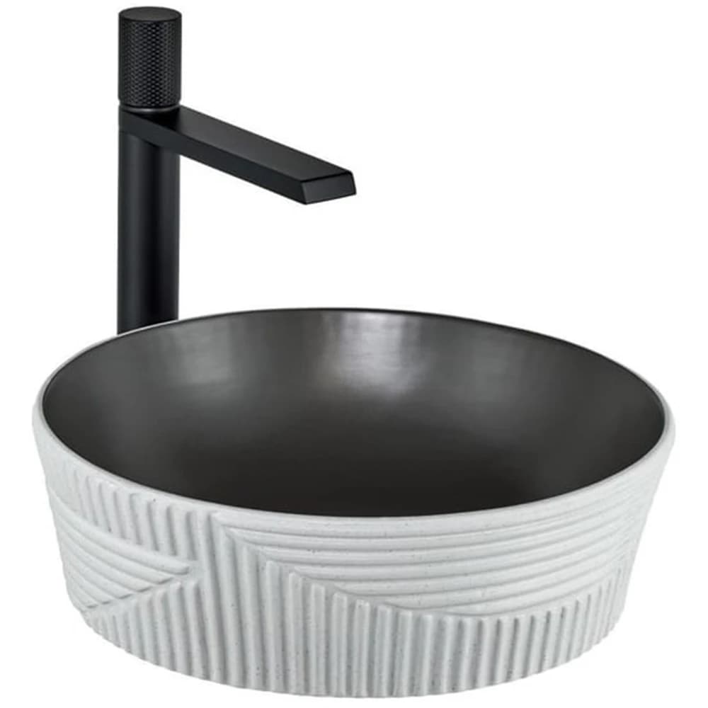 Lena E-W1502MKG 40x40 Cm Mat Koyu Gri-Beyaz Tezgah Üstü Lavabo