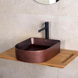 Lena EH-5110C 38x46 Cm Mat Bronz Tezgah Üstü Lavabo görsel 2