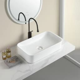 Lena EY-4730MB 60x38 Cm Mat Beyaz Tezgah Üstü Lavabo görsel 2