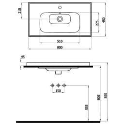 Newarc Newline 80x45 Cm Lavabo - NEW.L.080 görsel 2