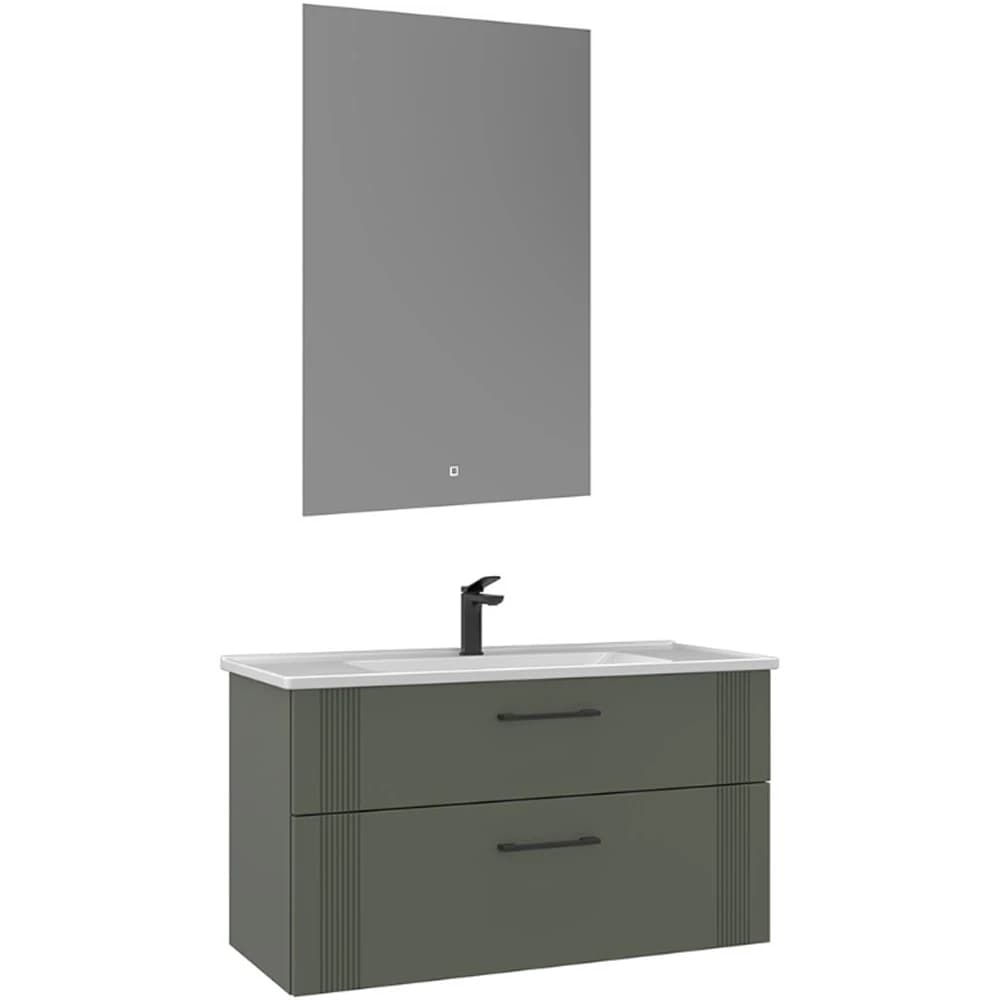 Orka Bari 100 Cm Mat Yeşil Banyo Dolabı Takımı - 5006581