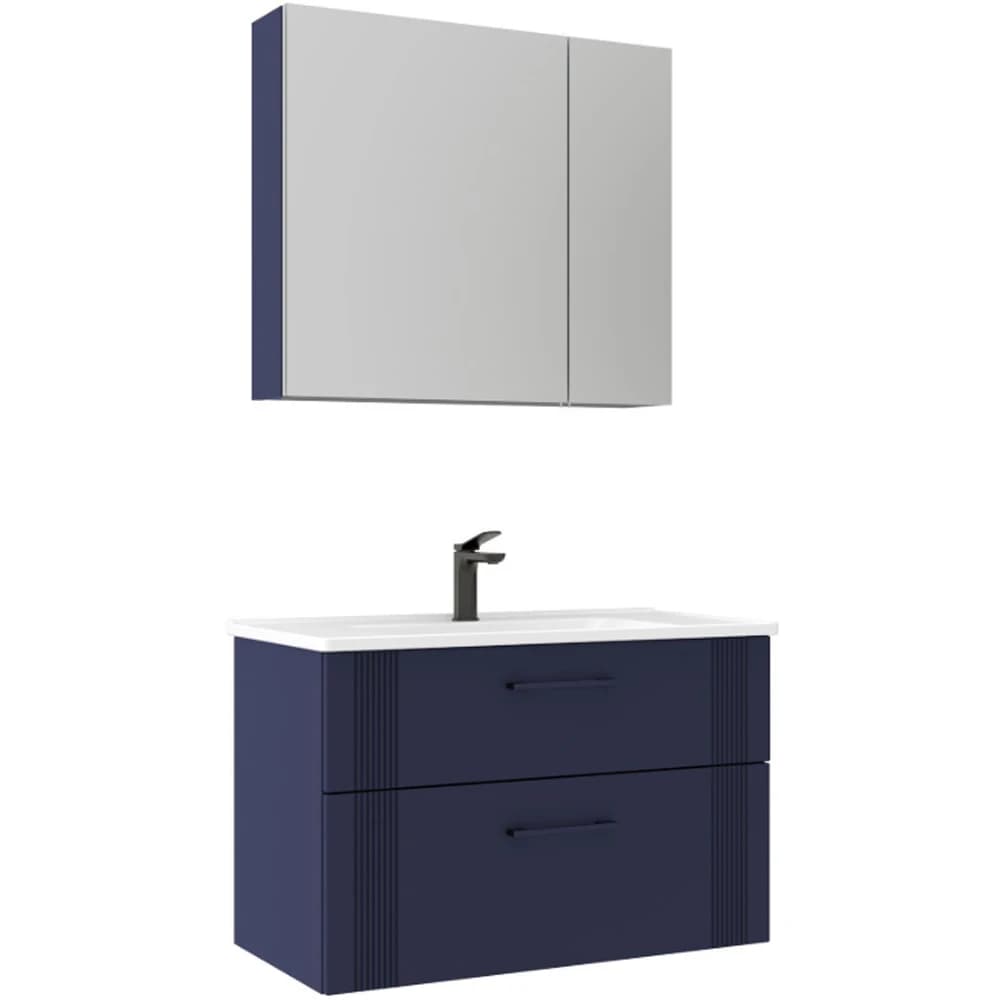 Orka Bari 85 Cm Mat Lacivert Banyo Dolabı Takımı - 5007153