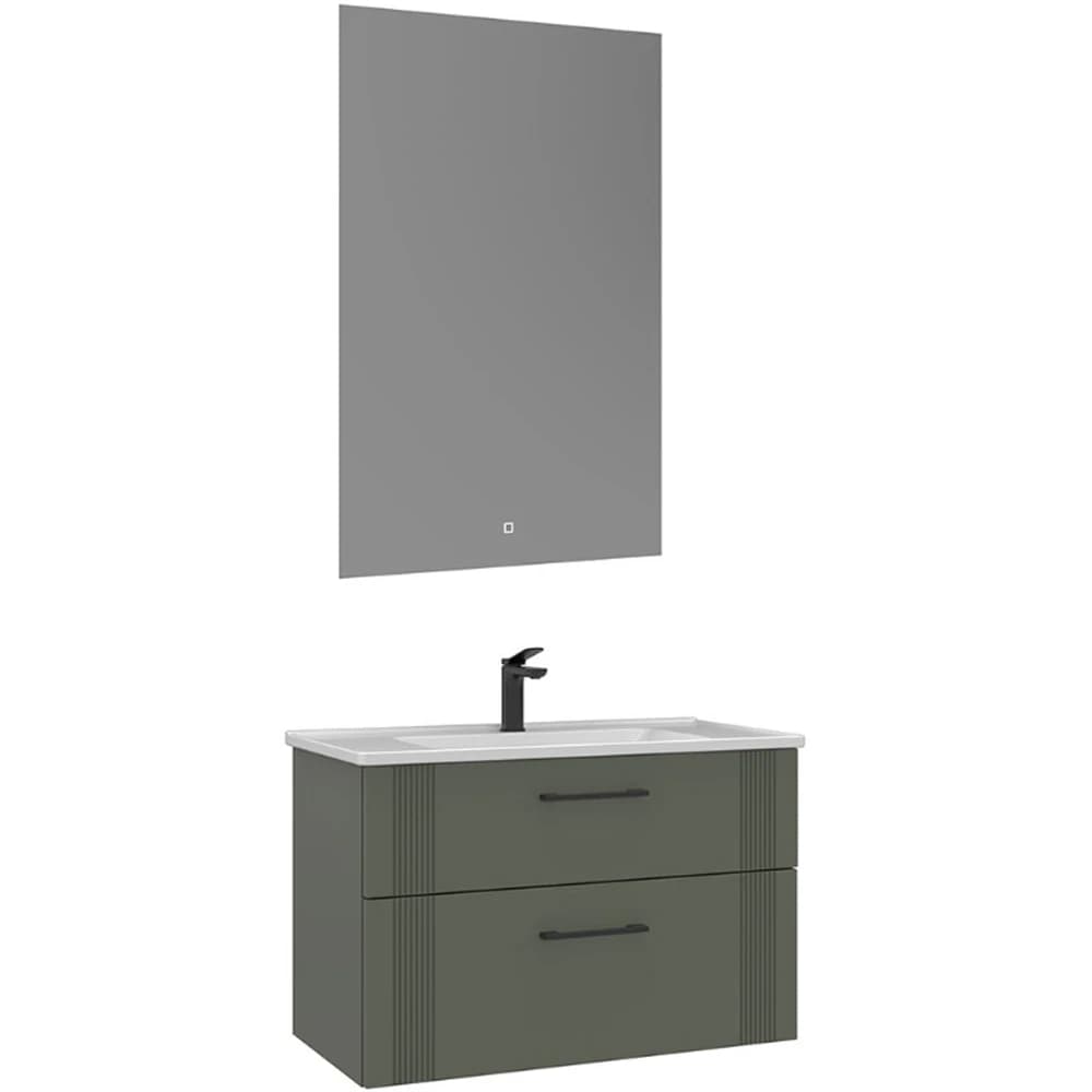 Orka Bari 85 Cm Mat Yeşil Banyo Dolabı Takımı - 5006577