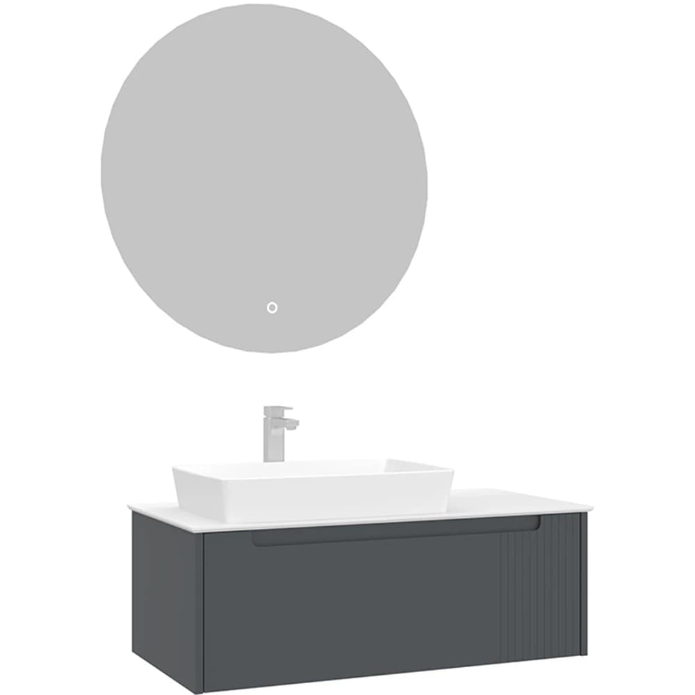 Orka Biella 100 Cm Mat Antrasit Banyo Dolabı Takımı - 5009892