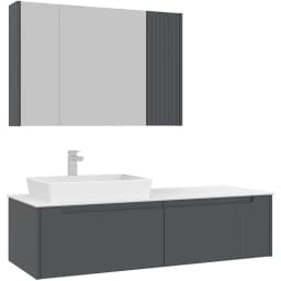 Orka Biella 140 Cm Mat Antrasit Banyo Dolabı Takımı - 5009912 görsel 1