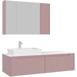 Orka Biella 140 Cm Mat Pudra Banyo Dolabı Takımı - 5009915 görsel 1