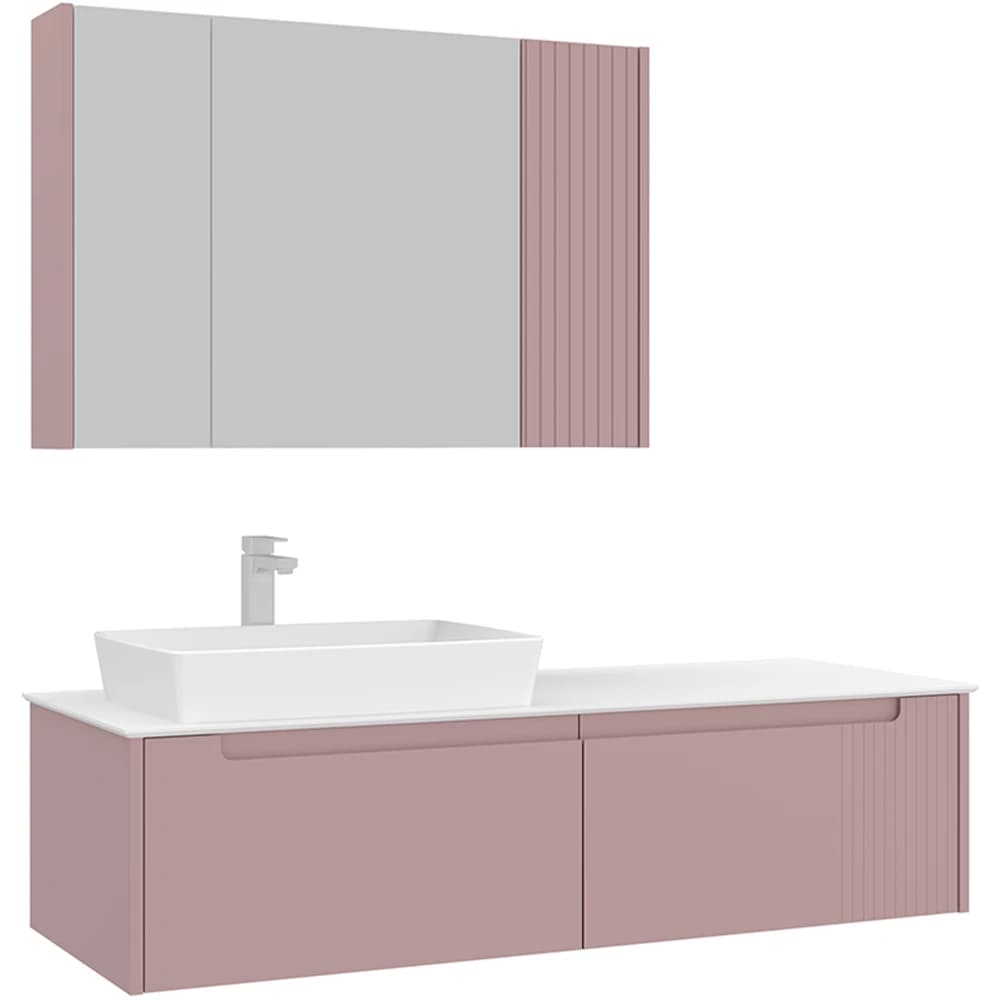 Orka Biella 140 Cm Mat Pudra Banyo Dolabı Takımı - 5009915
